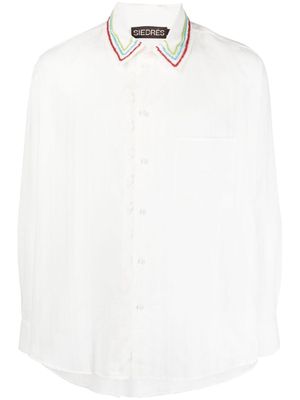 SIEDRES bead-embellishment cotton shirt - White