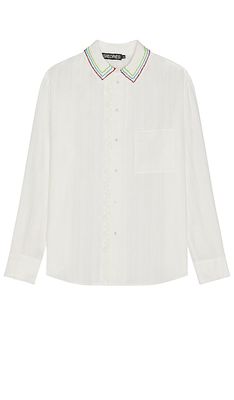 SIEDRES Beaded Collar Shirt in White