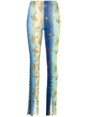 SIEDRES butterfly-print high-waisted trousers - Blue