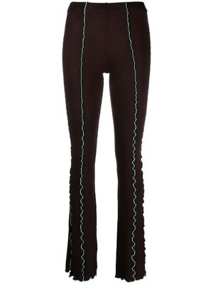 SIEDRES contrast-stitch flared trousers - Brown