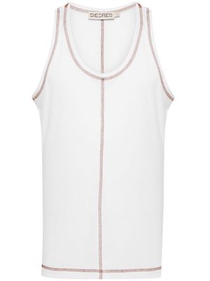 SIEDRES contrast-stitching ribbed tank top - White