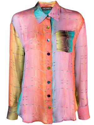 SIEDRES Esme gradient-effect sheer silk shirt - Pink