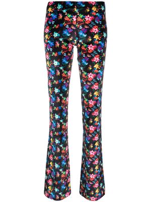 SIEDRES Flo floral-print flared trousers - Black