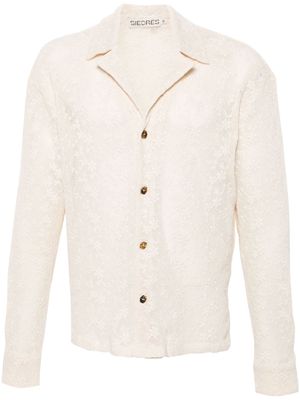 SIEDRES floral-embroidery open-knit shirt - Neutrals