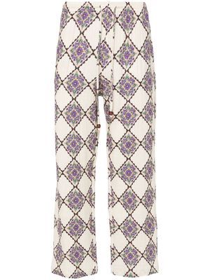 SIEDRES geometric-print cotton trousers - Neutrals