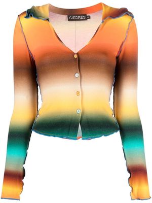 SIEDRES gradient-stripe button-front cardigan - Orange