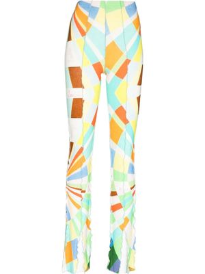 siedres graphic-print flared trousers - Yellow