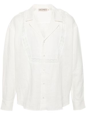 SIEDRES guipure-lace-detail linen shirt - White