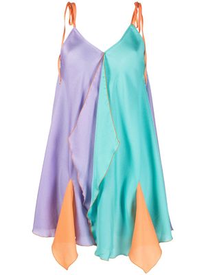 SIEDRES Handkerchief colour-block mini dress - Purple