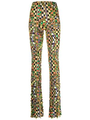 SIEDRES Kaleidoscope graphic-print flared trousers - Green
