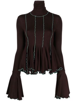 SIEDRES Renti contrast-stitching jumper - Brown