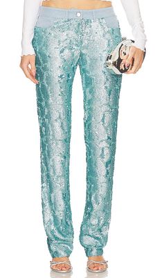 SIEDRES Sun Sequined Low Rise Pants in Blue