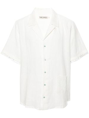 SIEDRES tassel-detail linen shirt - Neutrals