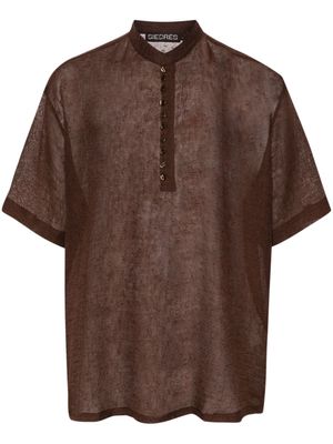 SIEDRES textured fine-knit shirt - Brown