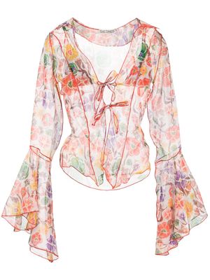 SIEDRES Zee long-sleeved tied blouse - Multicolour
