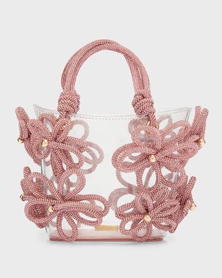 Sienna Mini Embellished Clear Top-Handle Bag
