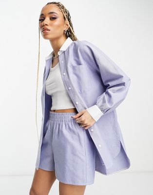 Signature 8 oversized color block shirt in blue - part of a set