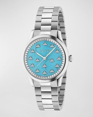 Signature Bee Automatic Bracelet Watch with Turquoise Dial