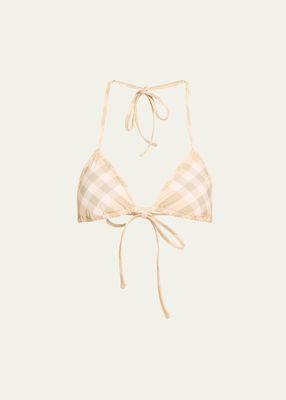 Signature Check Triangle Bikini Top