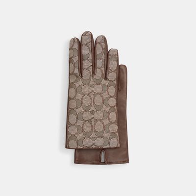 Signature Jacquard And Leather Tech Gloves