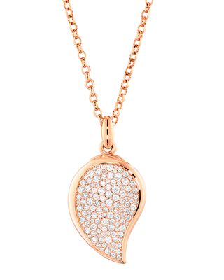 Signature Wave 18K Rose Gold Small Diamond Pave Pendant