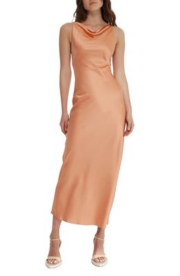 Significant Other Aila Cowl Neck Strappy Satin Gown in Rust