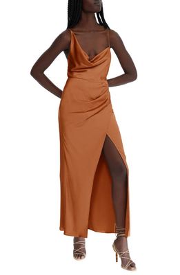 Significant Other Aria Cowl Neck Satin Slipdress in Clay
