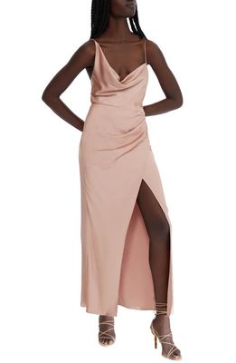 Significant Other Aria Cowl Neck Satin Slipdress in Nougat
