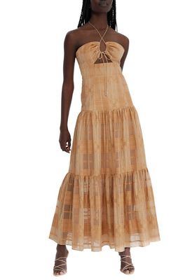 Significant Other Danica Halter Cutout Maxi Dress in Toffee