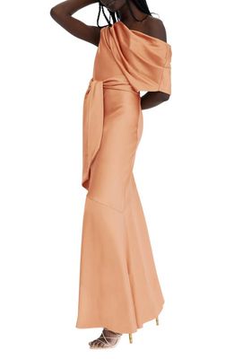 Significant Other Erika One-Shoulder Satin A-Line Dress in Rust