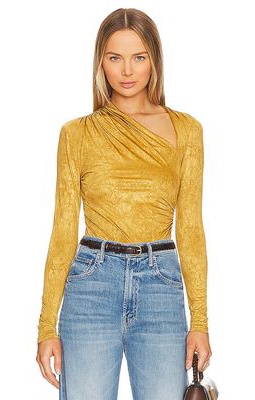 Significant Other Maevi Long Sleeve Top in Metallic Gold