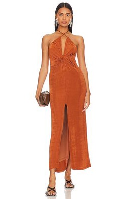 Significant Other Millie Halter Dress in Metallic Copper