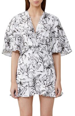 Significant Other Sienna Flutter Sleeve Minidress in Monochrome Palm