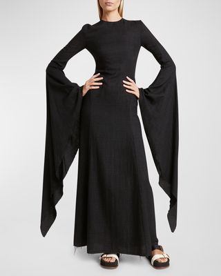 Sigrud Flare-Sleeve A-line Woven Maxi Dress