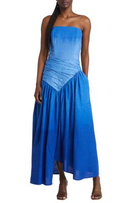 SIKA Ocean Ombré Strapless Cotton Maxi Dress in Ocean Blue