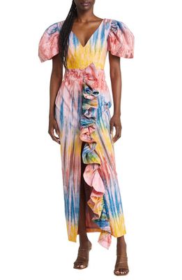 SIKA Temi Ruffle Cotton Maxi Dress in Sunset Multi