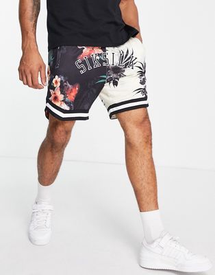 Siksilk basketball shorts in spliced floral - part of a set-Multi