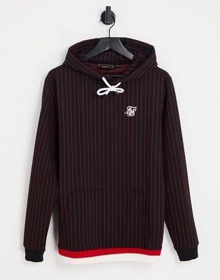 Siksilk oversized hoodie in black with red pinstripe - part of a set