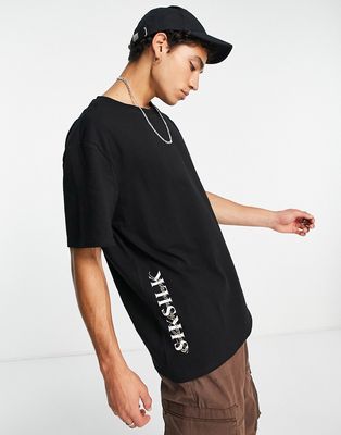 Siksilk oversized t-shirt in black sideseam print - part of a set