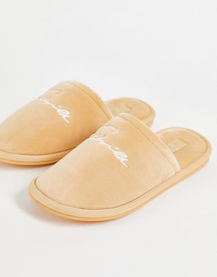 Siksilk script slippers in beige-Neutral