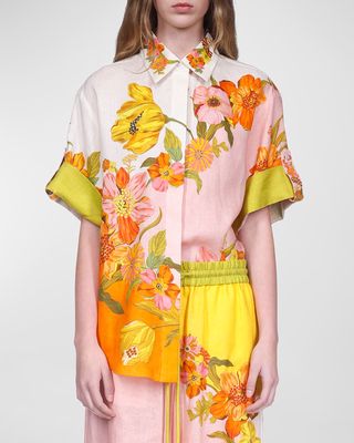 Silas Oversized Floral Linen Shirt