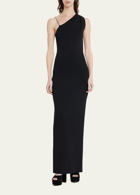 Silica Embellished-Strap Column Knit Gown