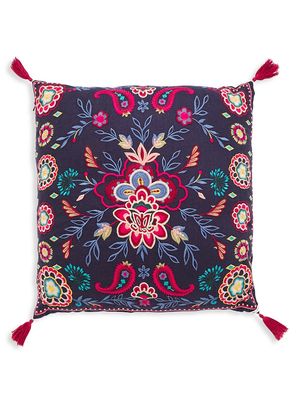 Silica Embroidered Throw Pillow Cover - Sapphire - Sapphire