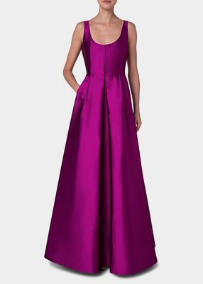 Silk Button-Front Gown