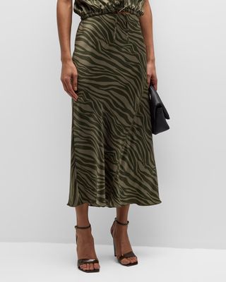 Silk Charmeuse Zebra Stripe Maxi Skirt