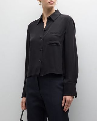 Silk Double Georgette Collared Shirt