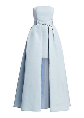 Silk Faille Strapless Minidress with Convertible Bow Skirt