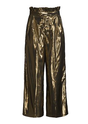 Silk Goldtone Paperbag Pants