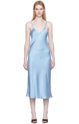 Silk Laundry Blue Silk Midi Dress