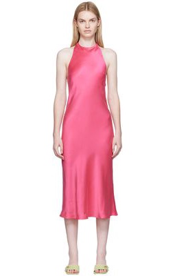 Silk Laundry Pink Silk Midi Dress